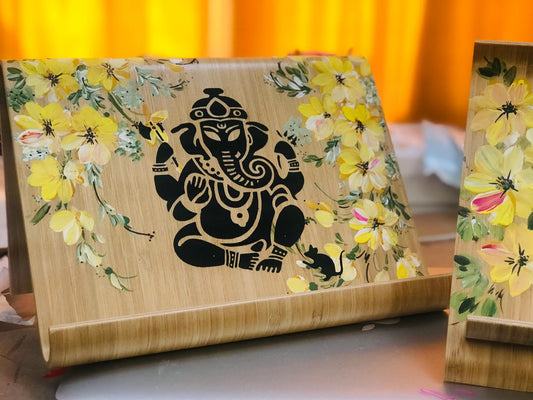 🌼 Yellow Blossoms Combo Pack | Tablet Stand, Phone Stand & Coaster (Personalized)