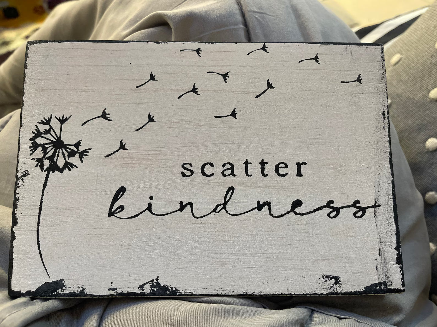 Scatter Kindness Wood Sign | Rustic Wood Sign | Inspirational Sign | Shelf Sitter | Tiered Tray Decor | Dandelion Sign | Floating Shelf Sign