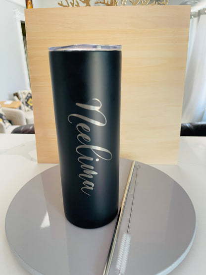 Personalized 20oz Skinny Engraved Tumbler – Premium Stainless Steel Travel Cup