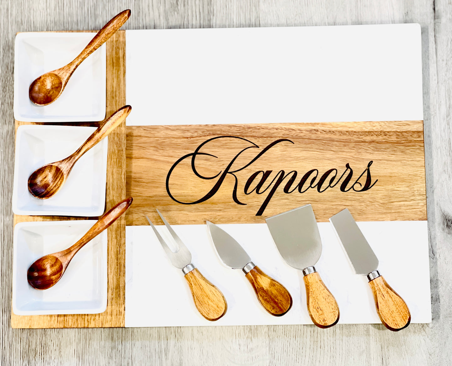 Luxury 11-Piece Marble & Wood Charcuterie Board Set – Serve in Style