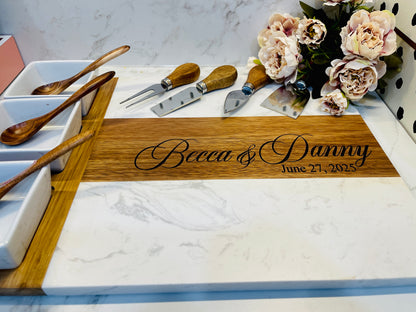 Luxury 11-Piece Marble & Wood Charcuterie Board Set – Serve in Style