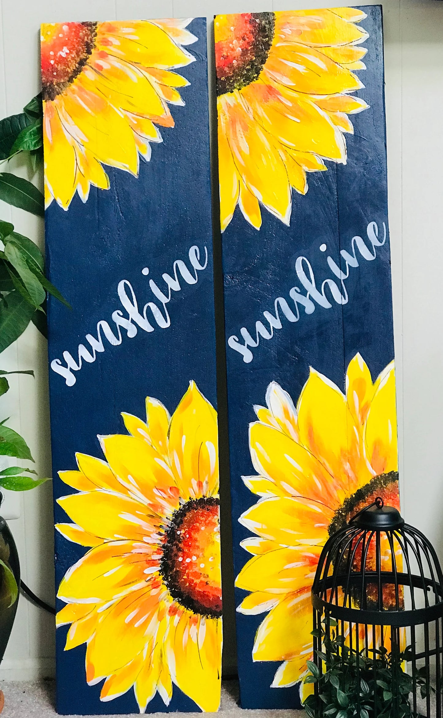 🌻 Sunflower Porch Leaner – Hand-Painted Tall Wooden Sign, Seasonal Front Door & Porch Decor