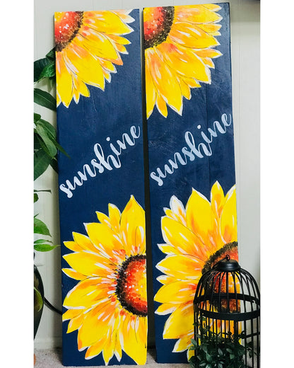 🌻 Sunflower Porch Leaner – Hand-Painted Tall Wooden Sign, Seasonal Front Door & Porch Decor