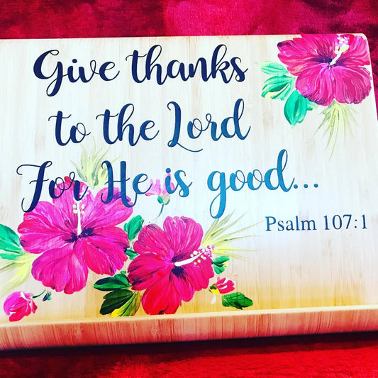 🌸 Hand-Painted Wooden iPad & Cookbook Stand | Personalized Prayer Book Holder