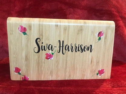 🌸 Hand-Painted Wooden iPad & Cookbook Stand | Personalized Prayer Book Holder