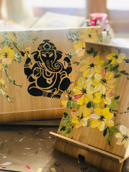 🌼 Yellow Blossoms Combo Pack | Tablet Stand, Phone Stand & Coaster (Personalized)