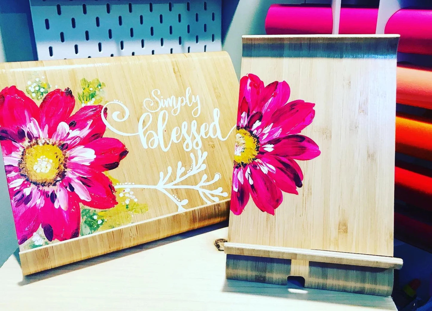 Bamboo Wood Phone & Tablet Stand Combo | Personalized with Coaster  Highlights: