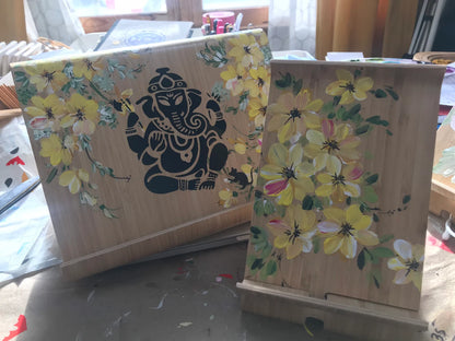 🌼 Yellow Blossoms Combo Pack | Tablet Stand, Phone Stand & Coaster (Personalized)