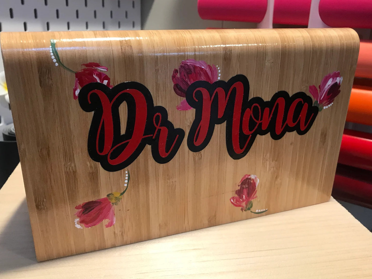 Hand-Painted Wooden Cookbook & Tablet Holder | Personalized Floral Stand