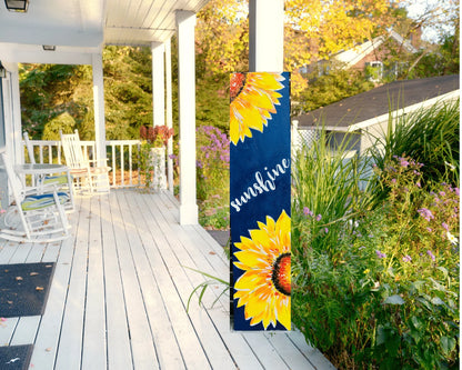🌻 Sunflower Porch Leaner – Hand-Painted Tall Wooden Sign, Seasonal Front Door & Porch Decor