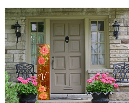 🌸 Floral Porch Leaner Sign – Hand-Painted Roses, Wooden Summer & All-Season Porch Decor