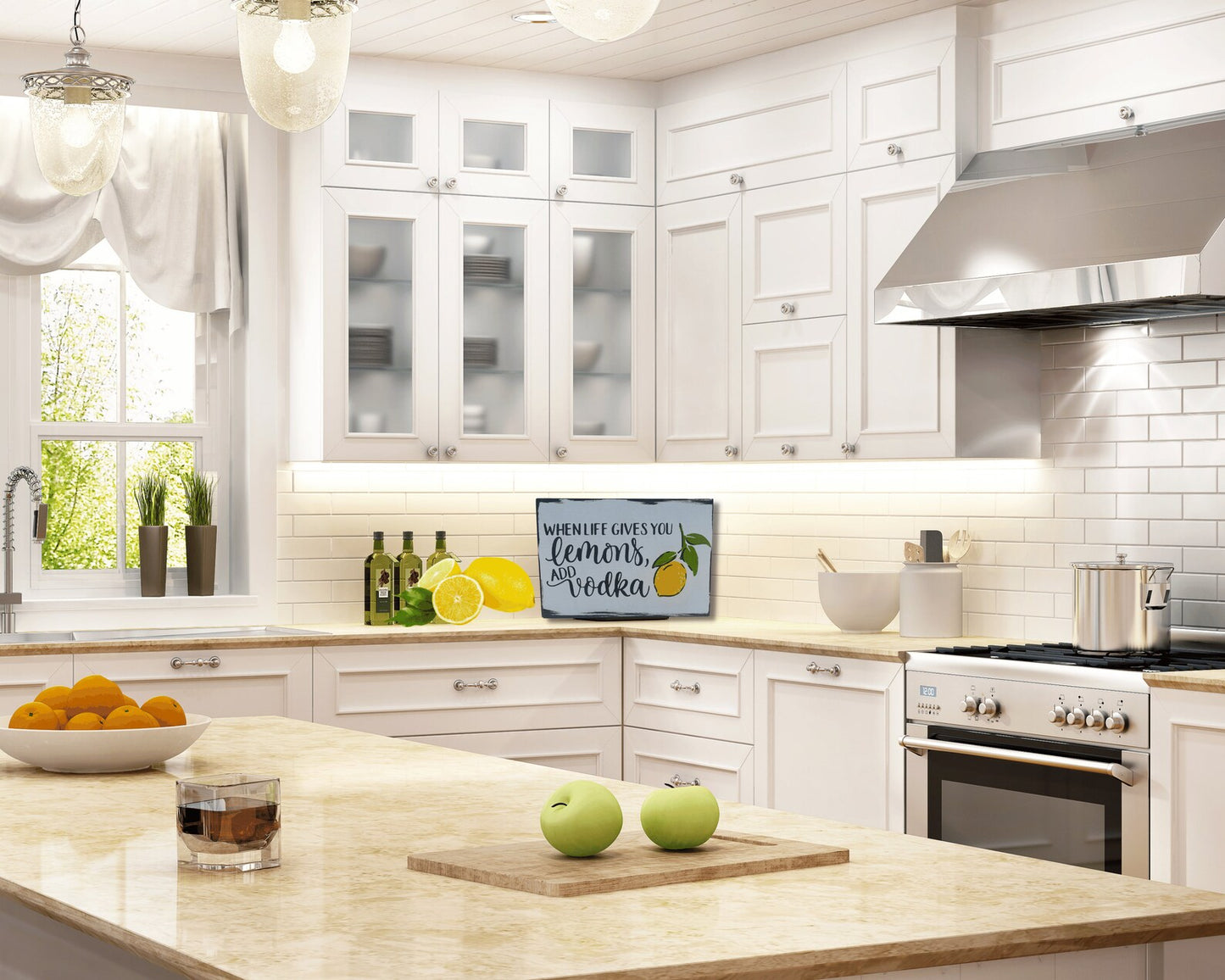 When life gives you lemons wood sign | Rustic Wood Sign | Inspirational Sign | Shelf Sitter | Tiered Tray Decor | Lemon Sign | Floating Shelf