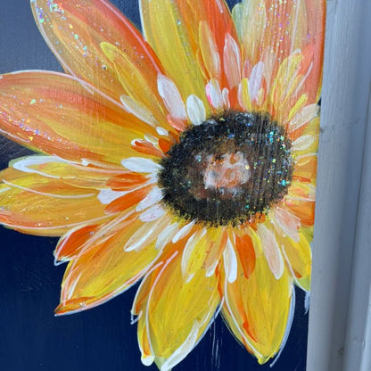 🌻 Sunflower Porch Leaner – Hand-Painted Tall Wooden Sign, Seasonal Front Door & Porch Decor