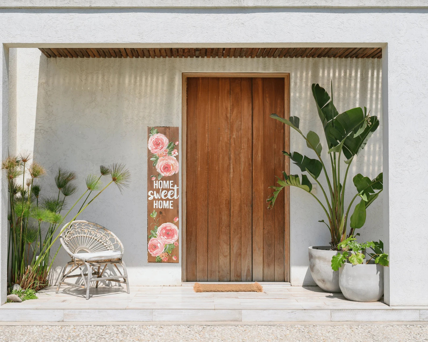 🌸 Floral Porch Leaner Sign – Hand-Painted Roses, Wooden Summer & All-Season Porch Decor