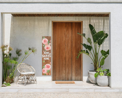 🌸 Floral Porch Leaner Sign – Hand-Painted Roses, Wooden Summer & All-Season Porch Decor