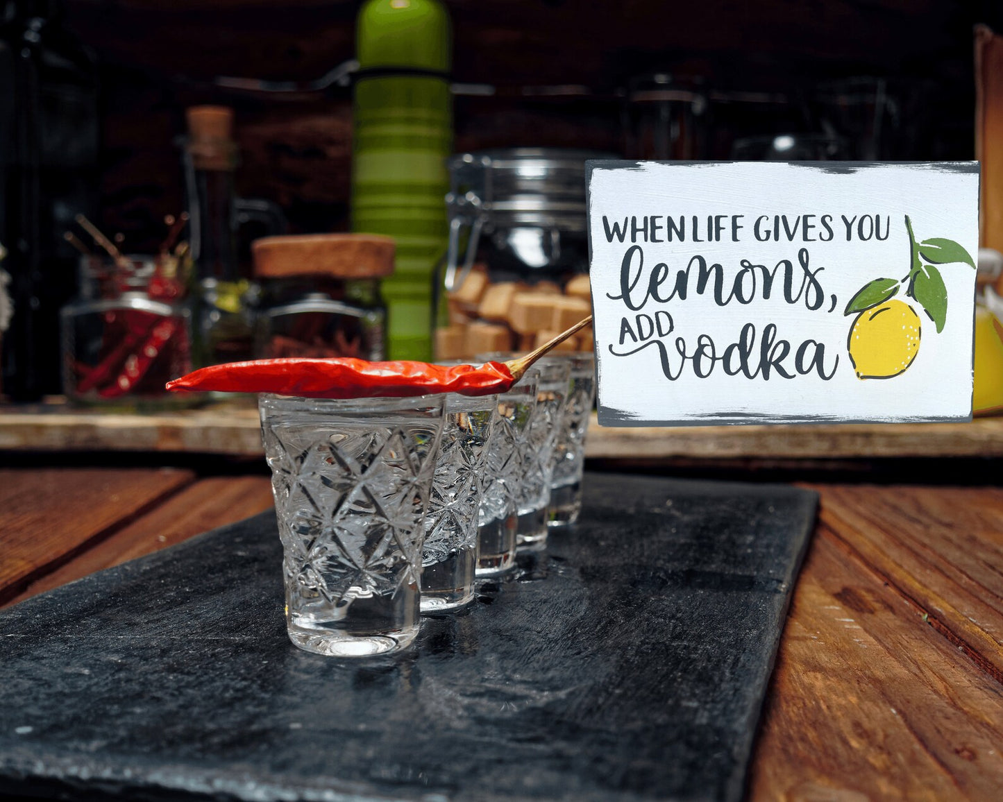 When life gives you lemons wood sign | Rustic Wood Sign | Inspirational Sign | Shelf Sitter | Tiered Tray Decor | Lemon Sign | Floating Shelf