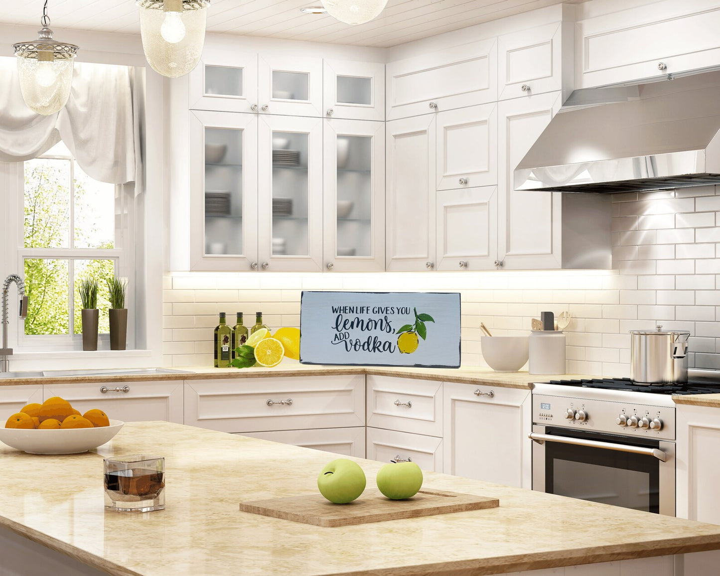 When life gives you lemons wood sign | Rustic Wood Sign | Inspirational Sign | Shelf Sitter | Tiered Tray Decor | Lemon Sign | Floating Shelf