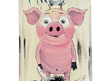 🐷 4ft Farm Animal Leaner Sign – Pig, Cow, Rooster, Sheep | Rustic Farmhouse Porch & Wall Decor |