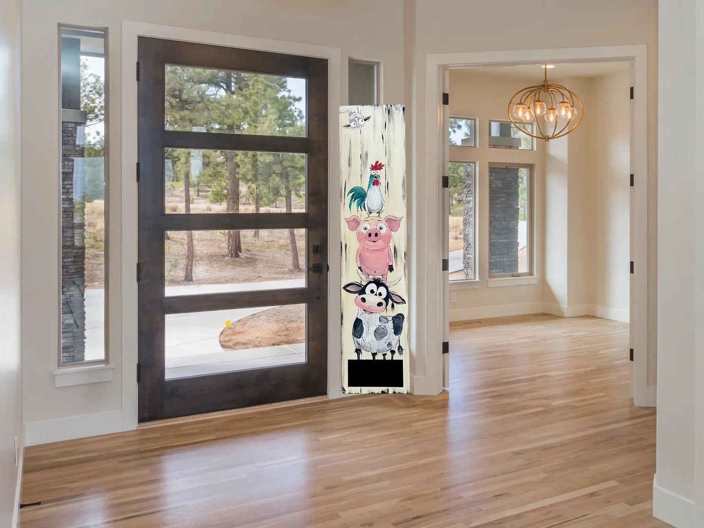 🐷 4ft Farm Animal Leaner Sign – Pig, Cow, Rooster, Sheep | Rustic Farmhouse Porch & Wall Decor |