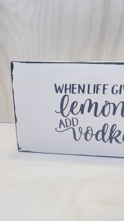 When life gives you lemons wood sign | Rustic Wood Sign | Inspirational Sign | Shelf Sitter | Tiered Tray Decor | Lemon Sign | Floating Shelf