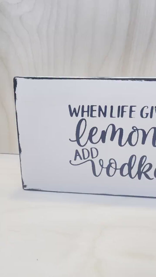 When life gives you lemons wood sign | Rustic Wood Sign | Inspirational Sign | Shelf Sitter | Tiered Tray Decor | Lemon Sign | Floating Shelf